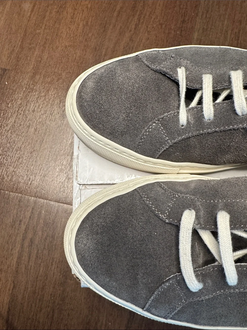 Common Projects Gray Suede Low-Top Sneakers with Cream Laces